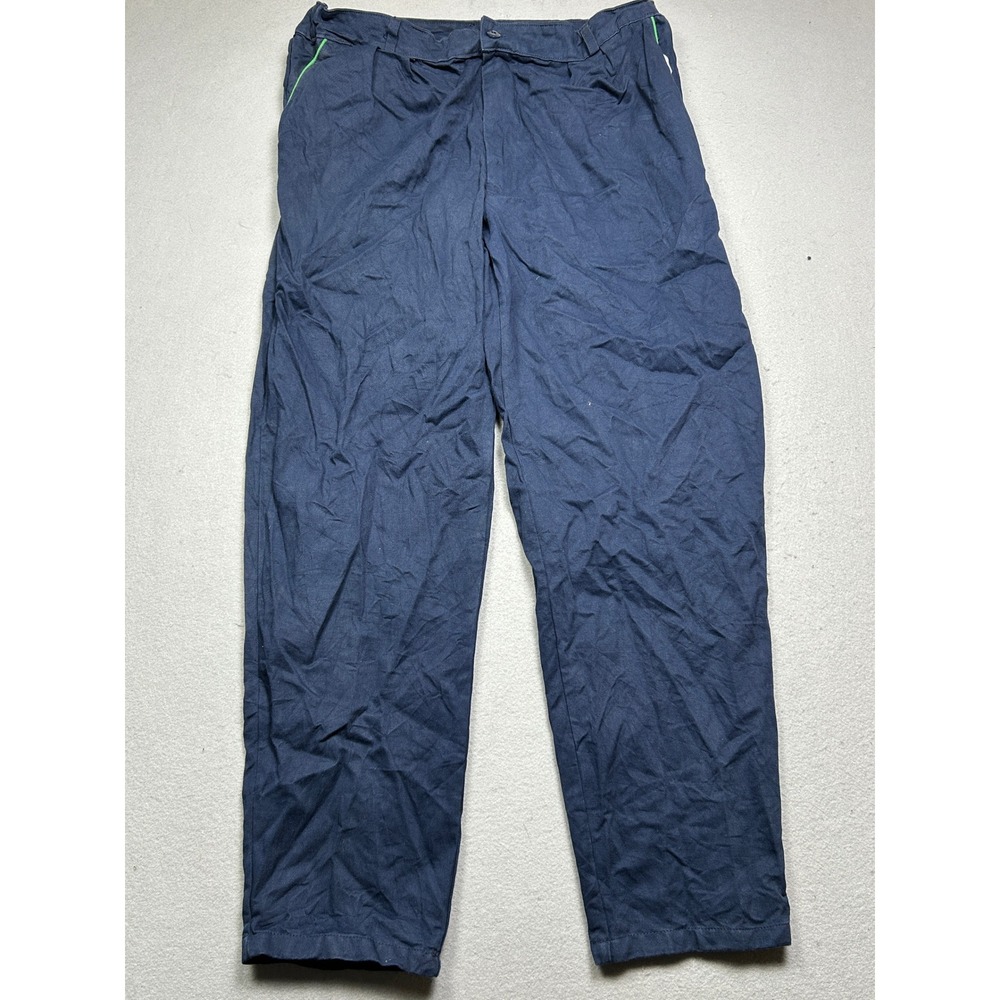 Unbranded Casual Pants Cotton Navy Blue Green Trim 35x29 Mens